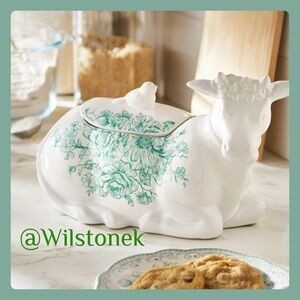 The Pioneer Woman Agatha Stoneware Cow Cookie Jar- Green Floral